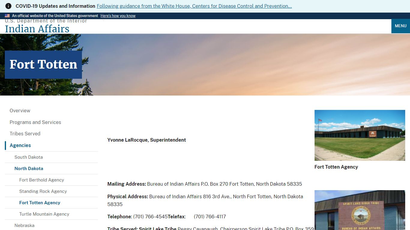 Fort Totten | Indian Affairs